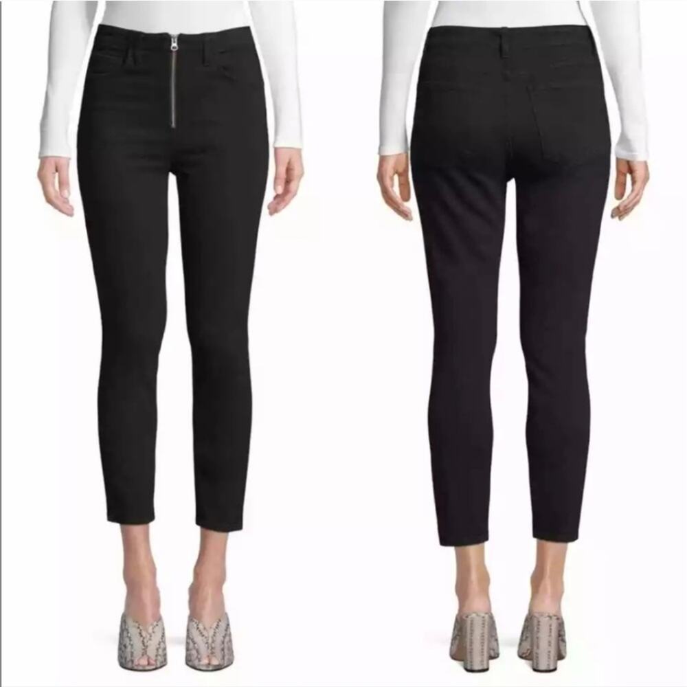 Agolde Nico Exposed Zipper High Rise Slim Jeans Black | Size 28